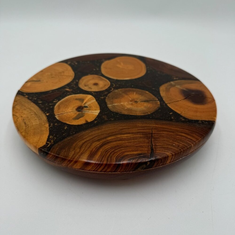 Round Reclaimed Wood Trivet  "Country Wood